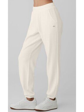 Alo Weekend Escape Joggers Ivory Waffle Thermal High-Rise Waist Cream Sweatpants